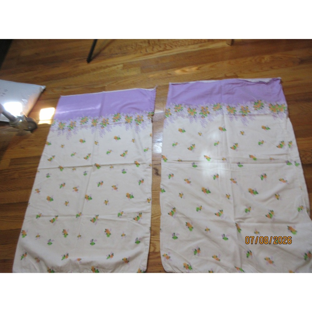 Vintage Floral Pillowcase Set Purple Border Ditsy Flower Cottagecore Retro 2pc